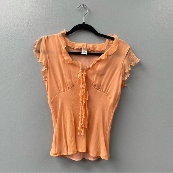 Vintage Creamsicle 100% Silk Crepe Top Y2K - Picture 9 of 11